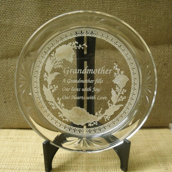 Vintage Glass Grandmother Poem Decorative Plate